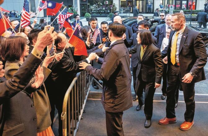 Taiwan President Tsai Ing-wen is being welcomed in New York.